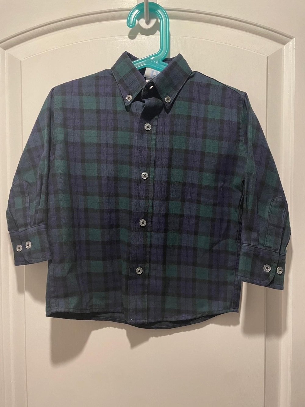 bella bliss Green and Navy Plaid Long Sleeve Button-Down Shirt